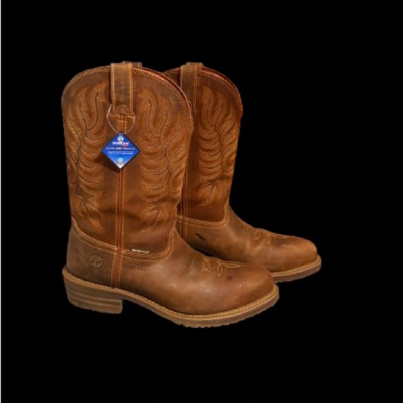 Double H Tan Leather Western Work Boots - Picture 1 of 11